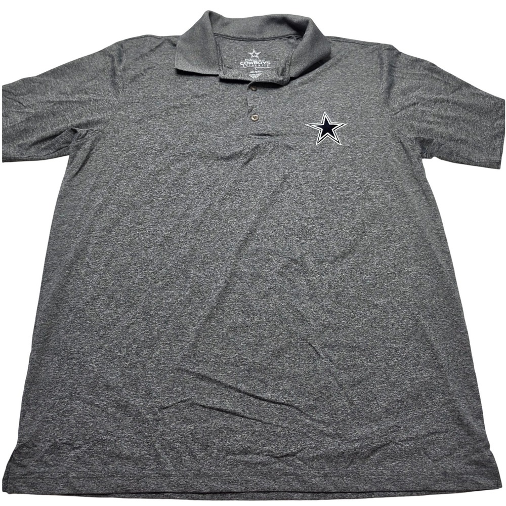 Dallas Cowboys Authentic Mens Large Gray Heathered Polo Shirt Short Sleeve NFL